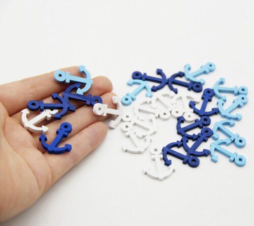 50 kleine Anker aus Holz