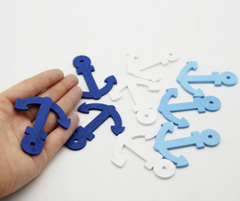 50 kleine Anker aus Holz